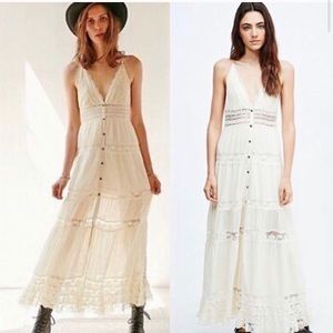 Boho White Maxi Dress with Lace details